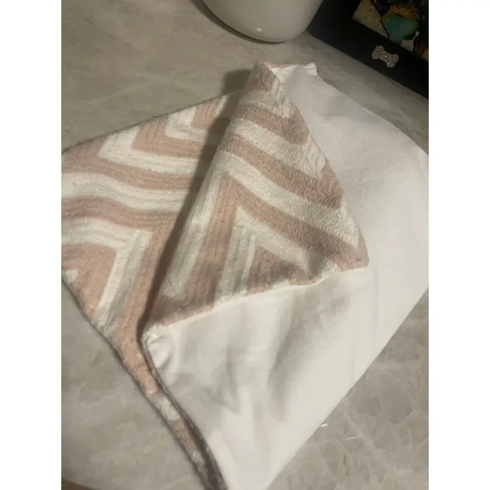 Pottery Barn Chevron pale blush pink and white pillow sham